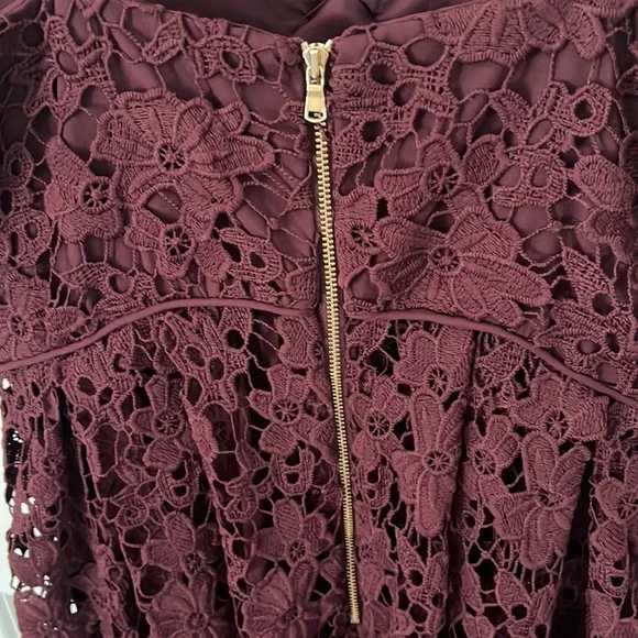 Anthropologie Dress Donna Morgan Renata Lace dress size 12 burgundy - Picture 10 of 11